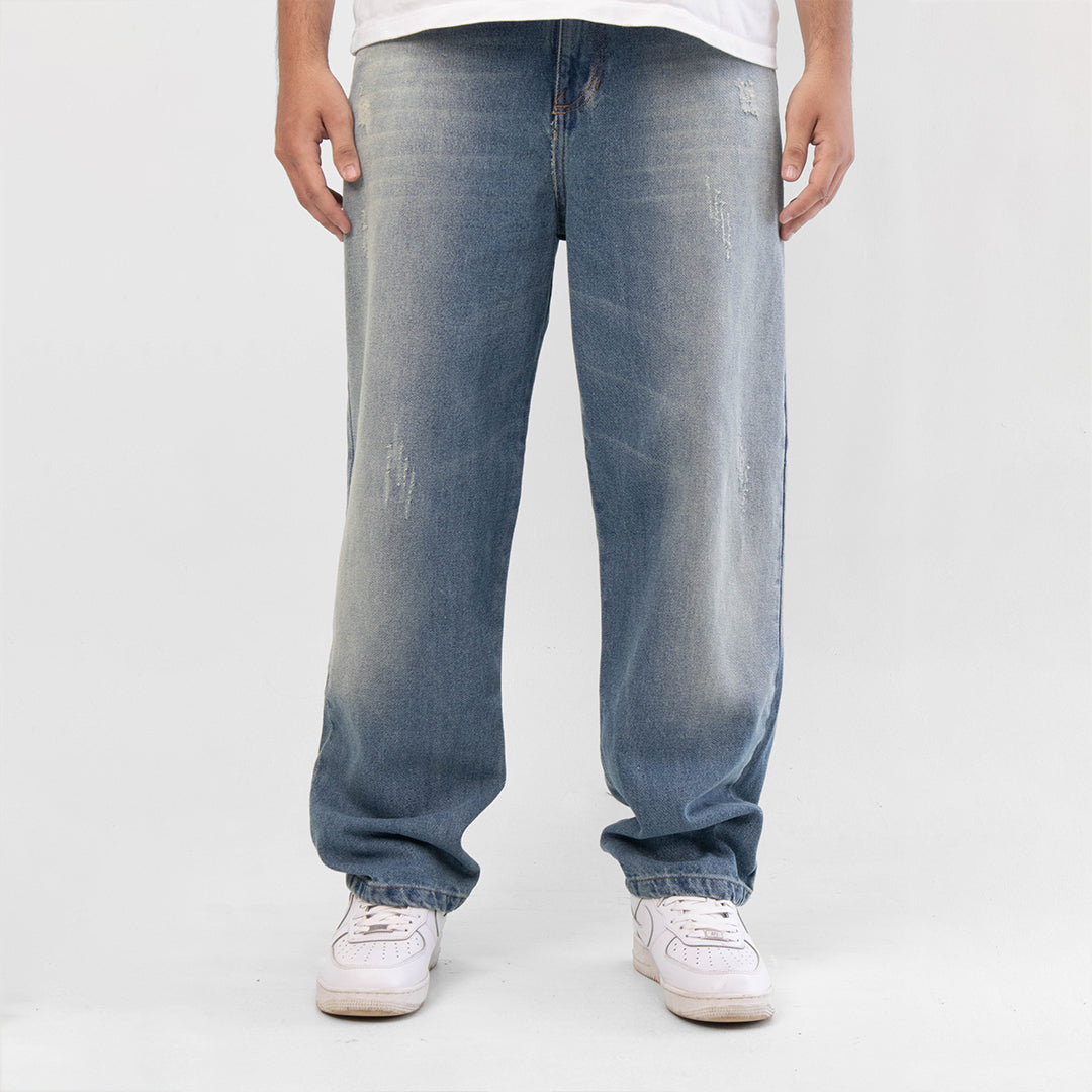 Jean baggy azul desgastado