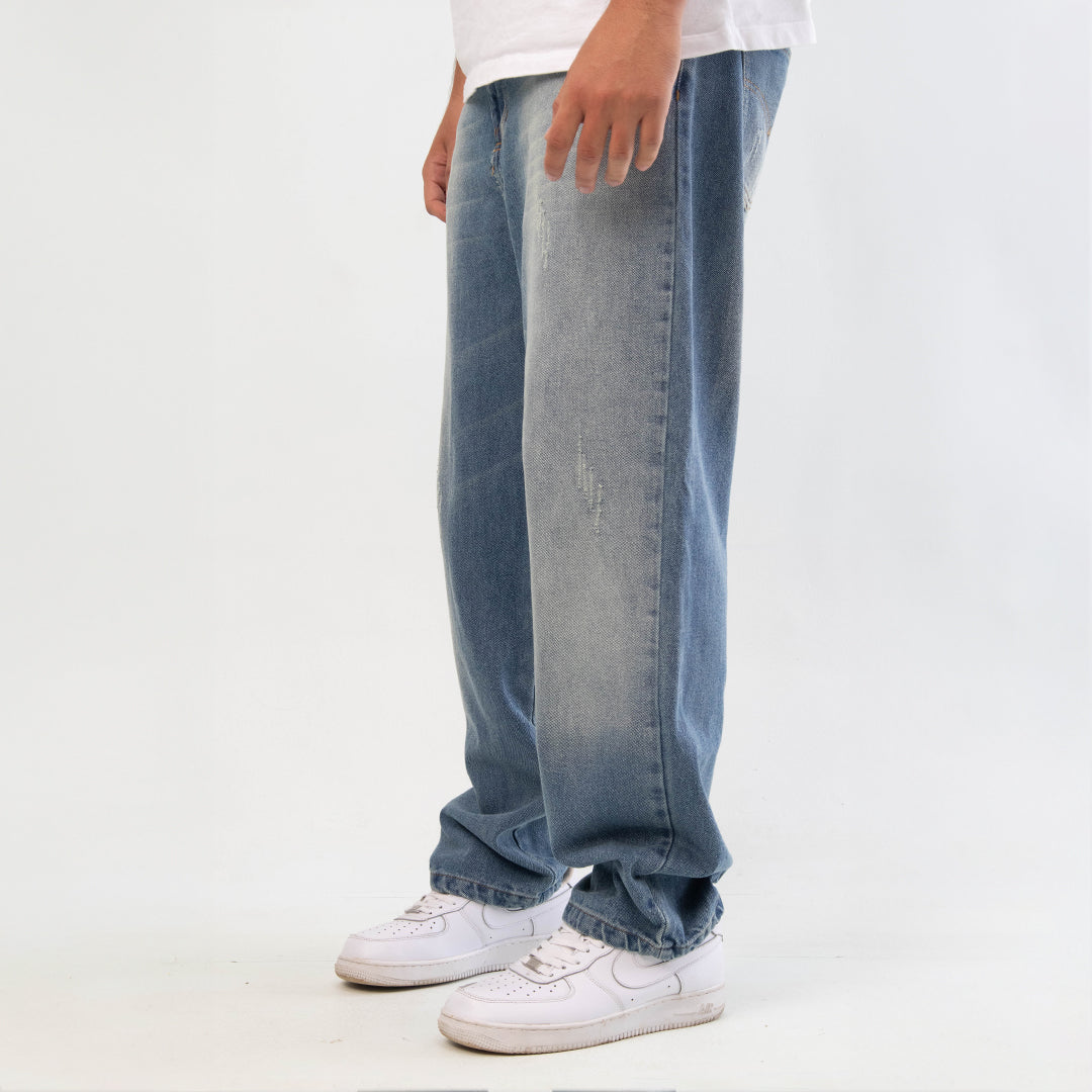 Jean baggy azul desgastado