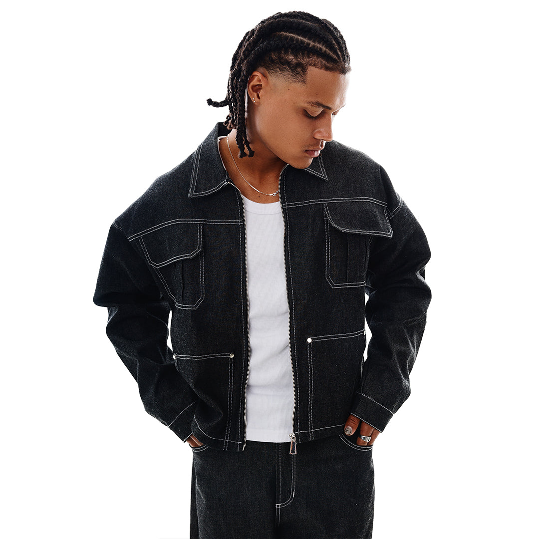 Carpenter jacket - Raw denim negro