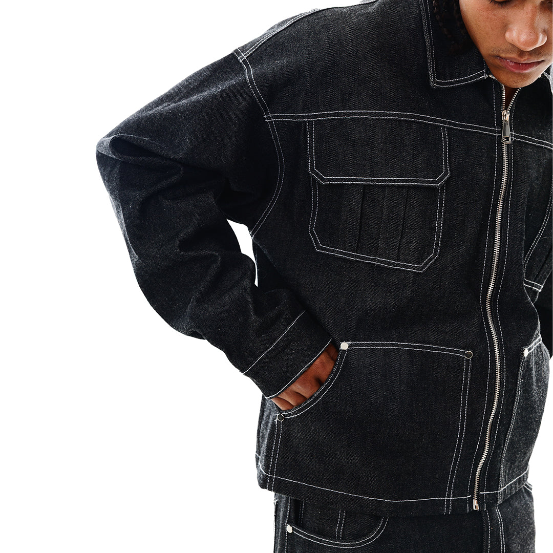 Carpenter jacket - Raw denim negro