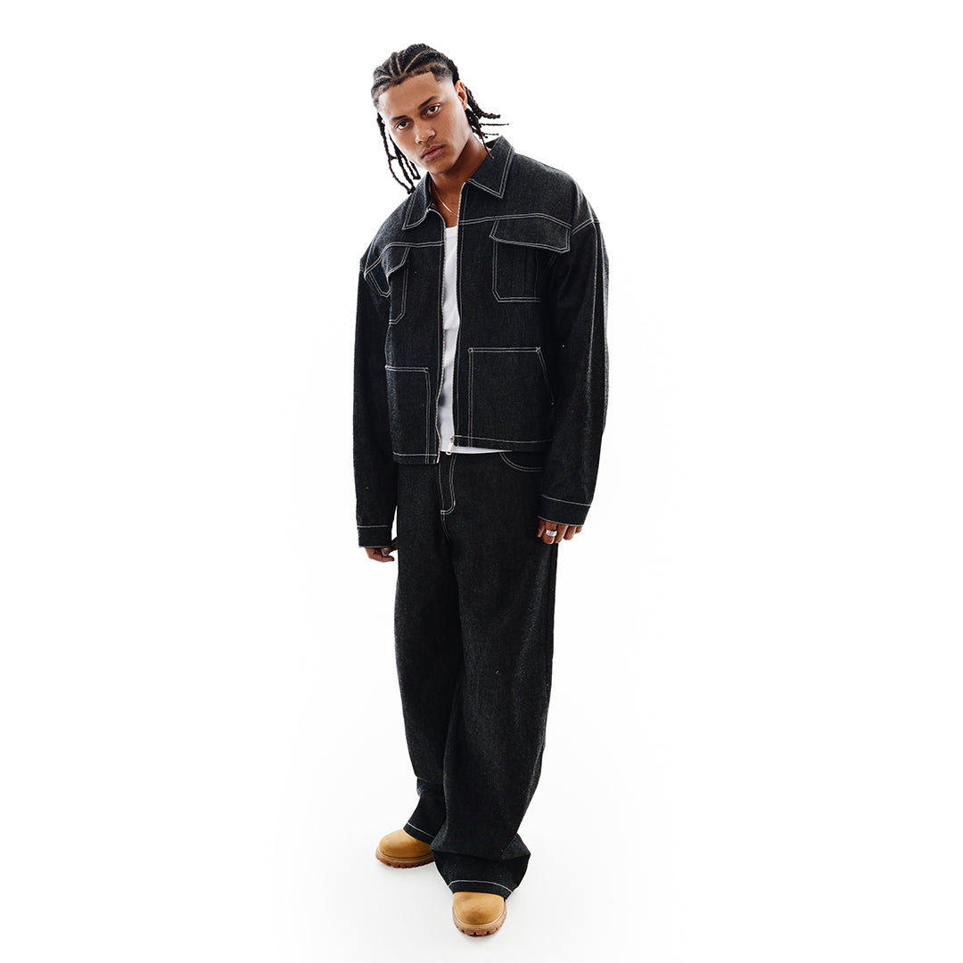 Carpenter jacket - Raw denim negro
