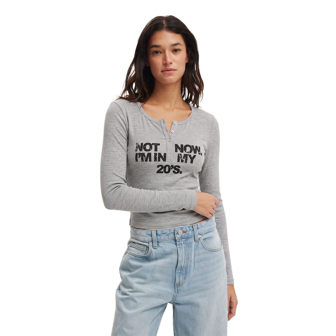Henley gris jaspe manga larga