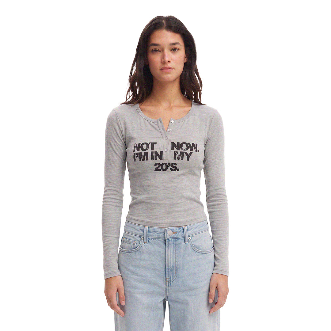 Henley gris jaspe manga larga